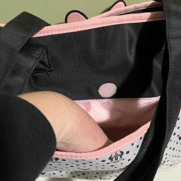 Disney Minnie Diaper Bag Tote, 17 inches, pink, grey and black - Picture 4 of 12